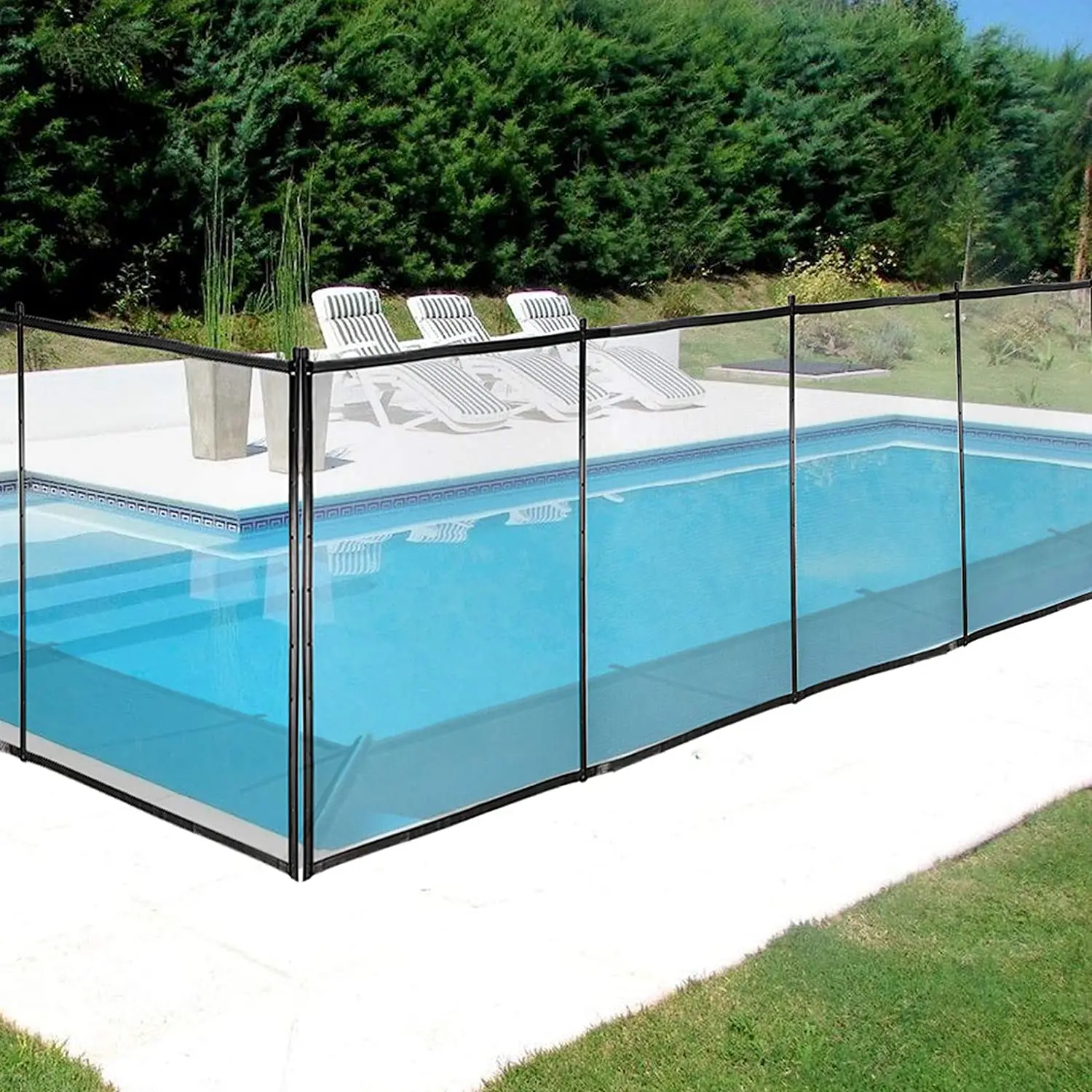 cheap diy Textilene privacy fences swimming pool use aluminum fence black