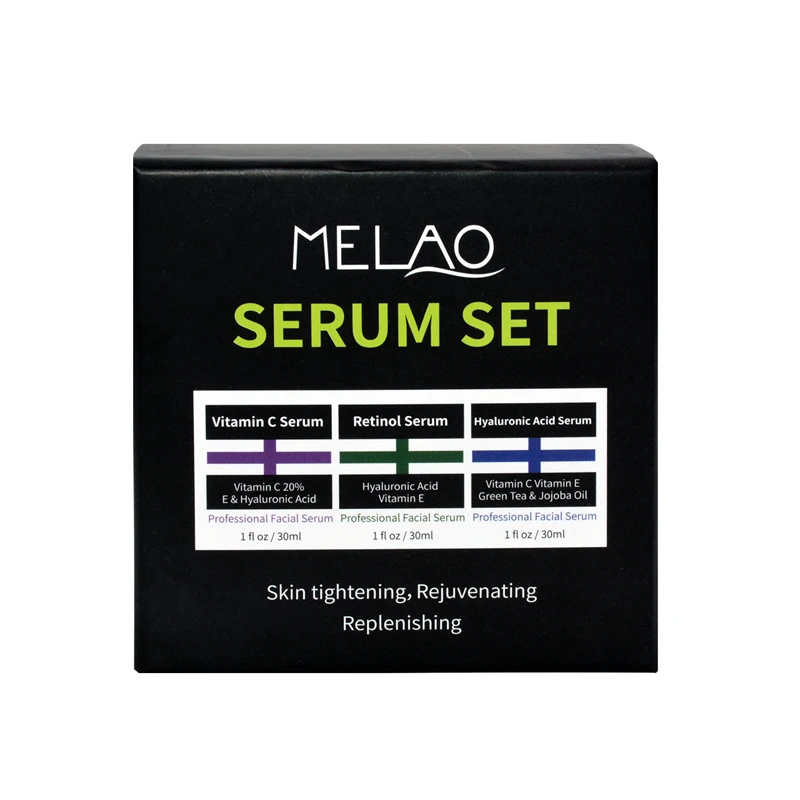 MELAO/Private label/OEM/ODM 3 pieces anti aging retinol face serum set