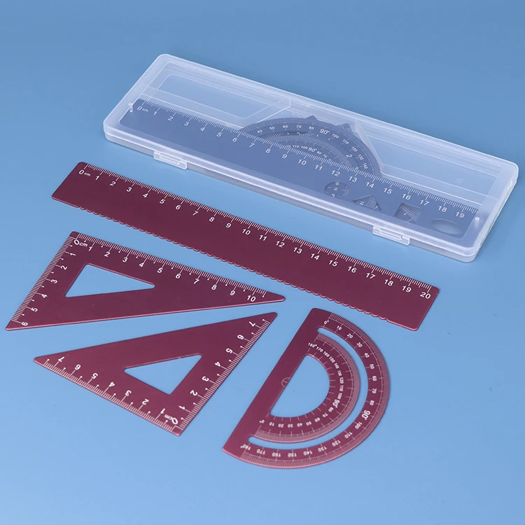 Бесплатный Образец необычные цвета 4 шт. линейки Геометрия математические многофункциональный инструмент стальной алюминиевый треугольник правитель весов комплект для