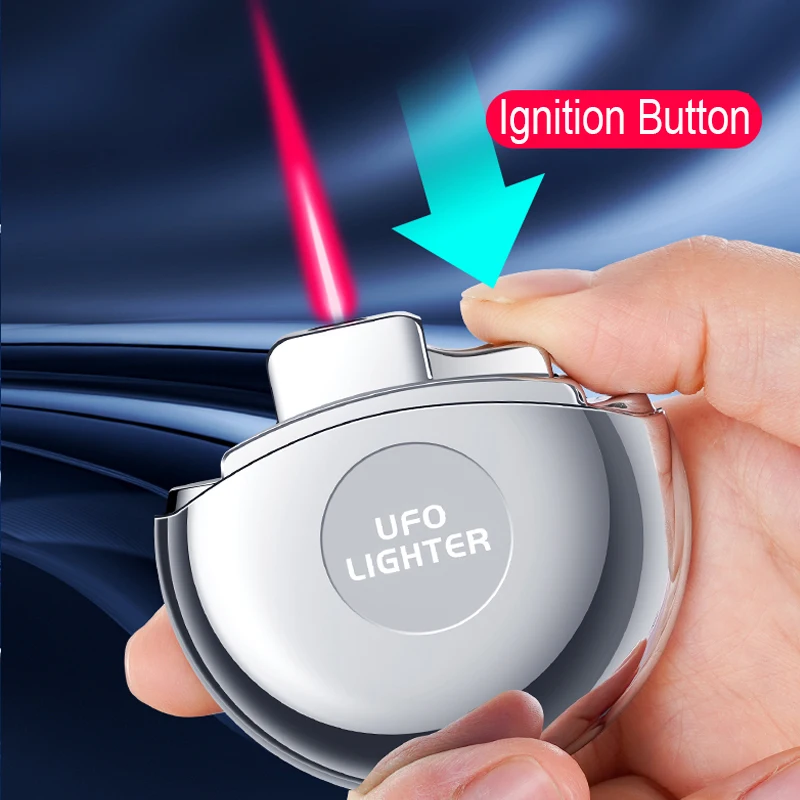NEW Design UFO Refillable Gas Butane Torch Lighter Flame Wedding Candle lighter with Red Torch Windproof