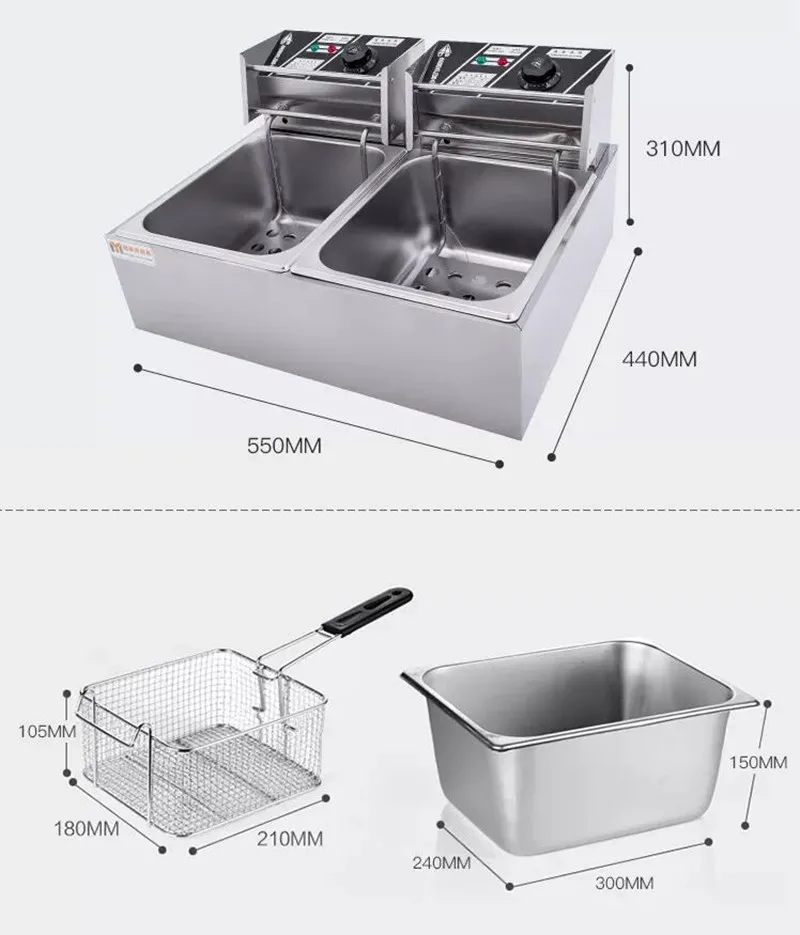Commercial restaurant 1-Tank 1-Basket Electric chicken deep Fryer 6L capacity potato Fryer machine