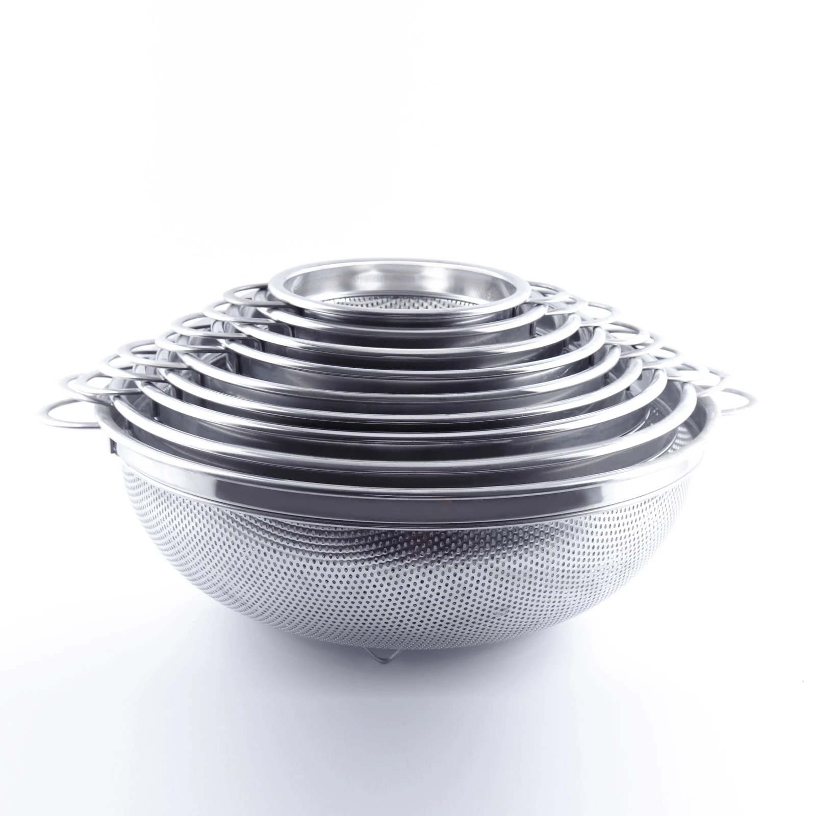 Punching Hole Basket with Double Ears Perforated Strainer Stainless Steel Colanders & Strainers Kitchen Filter Basket All-season