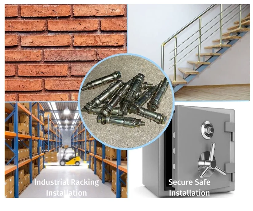 Zinc Expansion Bolts Rawl Plugs Concrete Screws Ground Anchor Bolts three pieces heavy duty anchor with bolt  M6 M8 M10