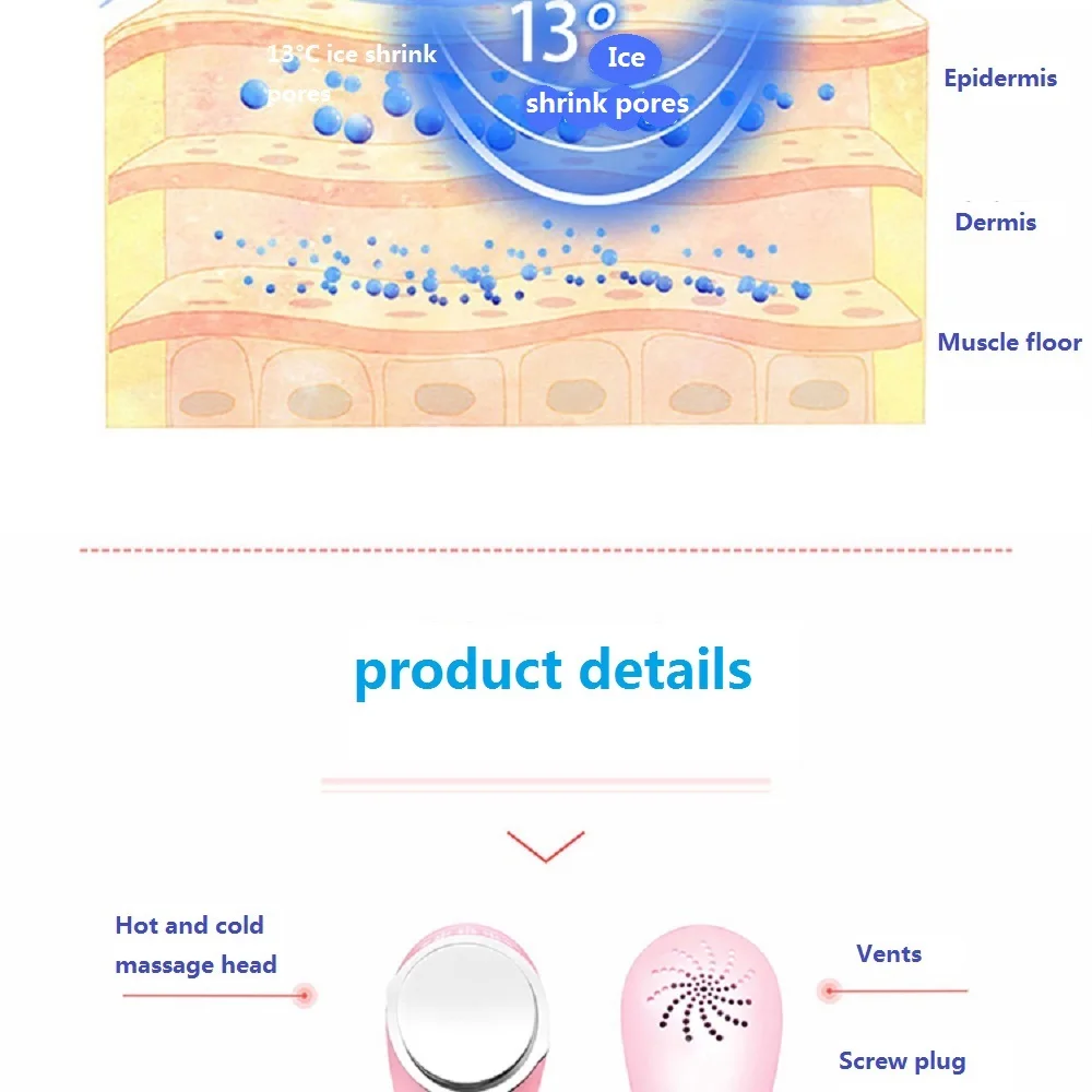 Hot And Cold Ultrasonic Anti Aging Face Beauty Device For Wrinkle Removal Facial Toning