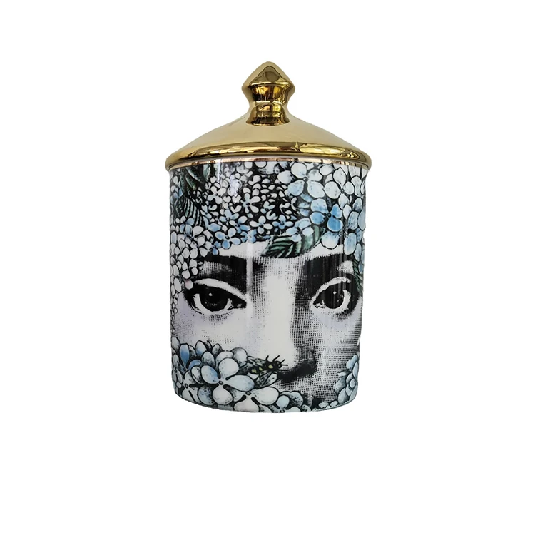 Hot sale OEM ceramic cup dish 350ml  Gold Cover Ceramic Decor Mug Decoration