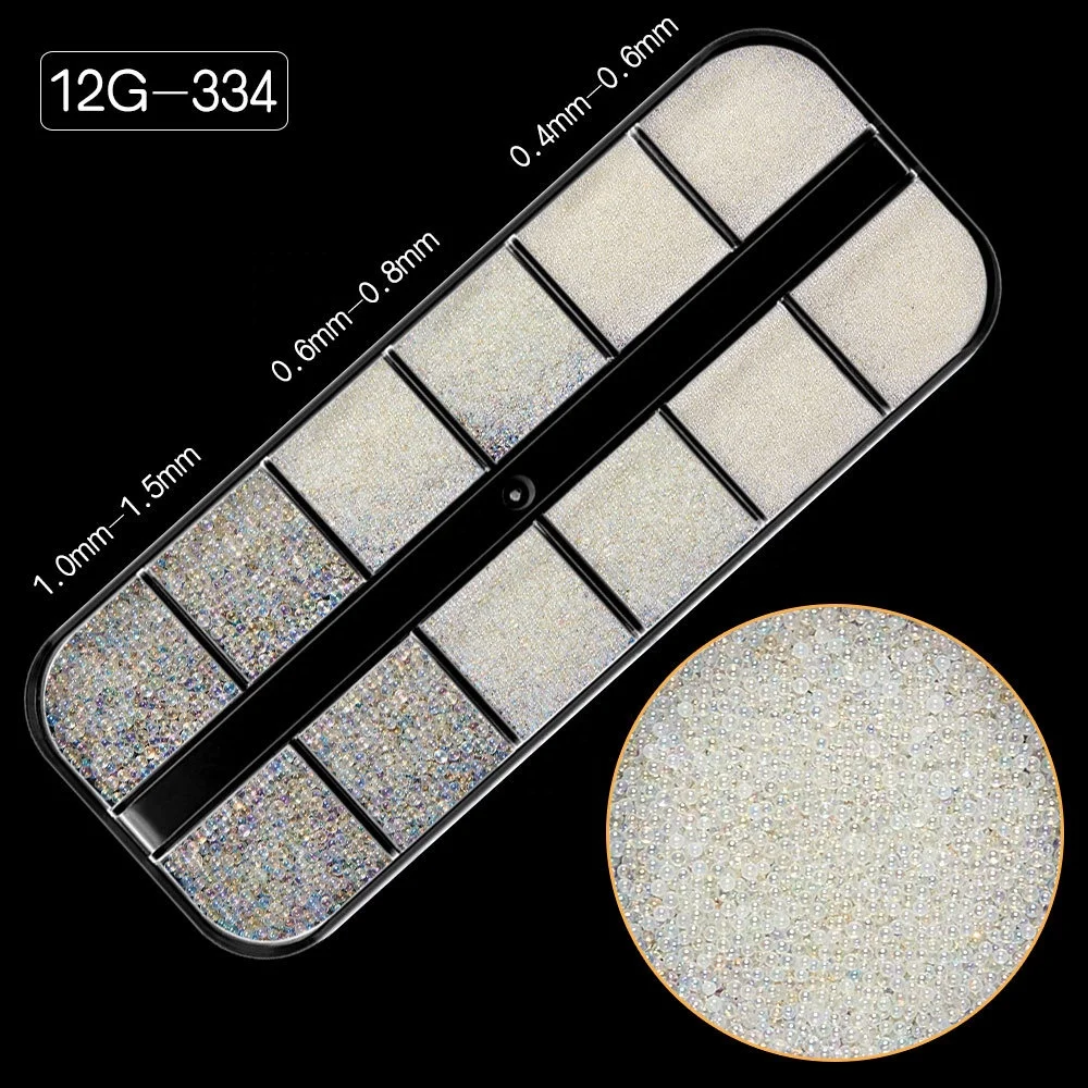 Paso Sico Shiny Shimmer Mermaid Caviar Beads Mixed Size Glass Rhinestone Pearls Nail Art Decoration for Manicure Design DIY Design