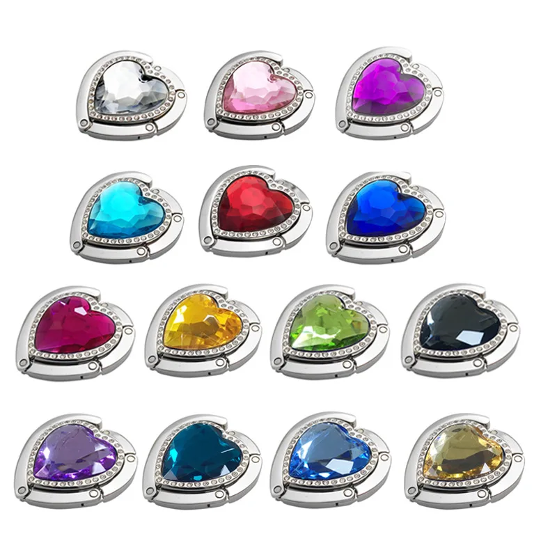 Heart Shape Portable Folding Hook Purse Handbag Hook Marble Pattern Briefcase Hanger Desk Hanging Rack for Briefcase Bag Holder