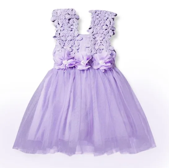 Lovely Little Children Girl Summer Lace Yarn Sleeveless Dress Clothes
