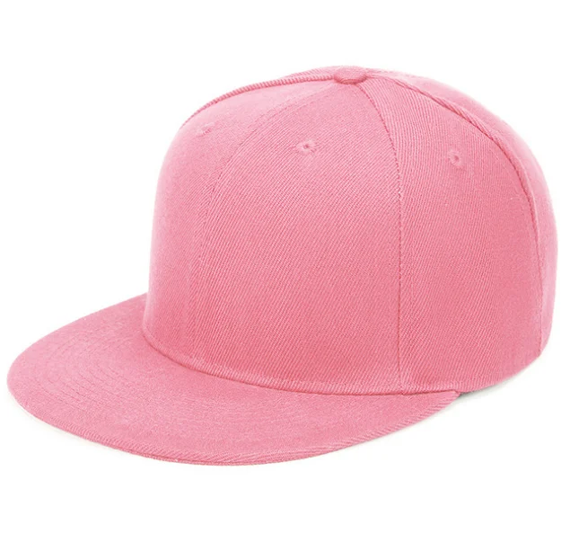 Plain Flat Brim Snapback Hats Cap with Adjustable Metal Buckle