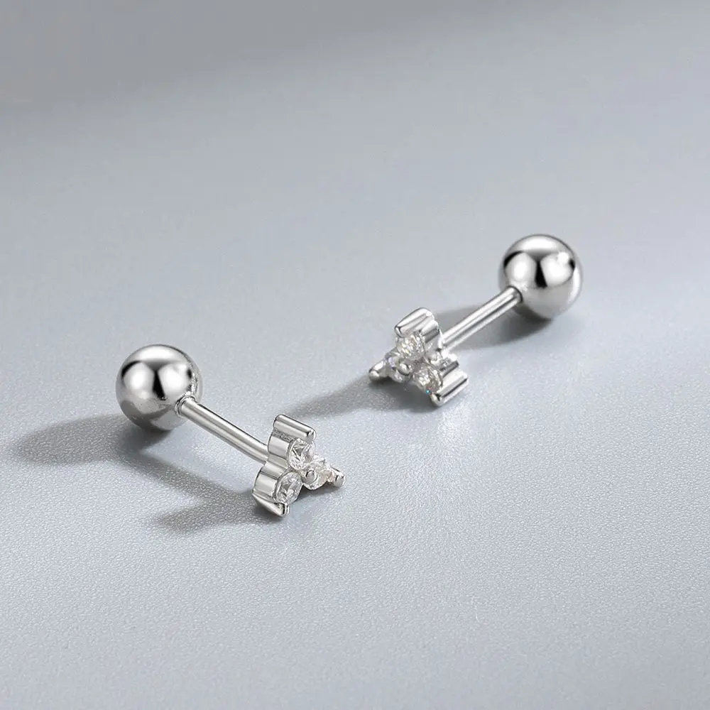 Best Selling 925 Sterling Silver Clover Inlaid Zircon Stud Earrings Fashion Jewelry Ladies Girl Gift Wholesale