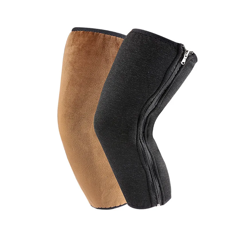 Autumn and winter cashmere wrapped double thickened knee warm zipper leg warmers