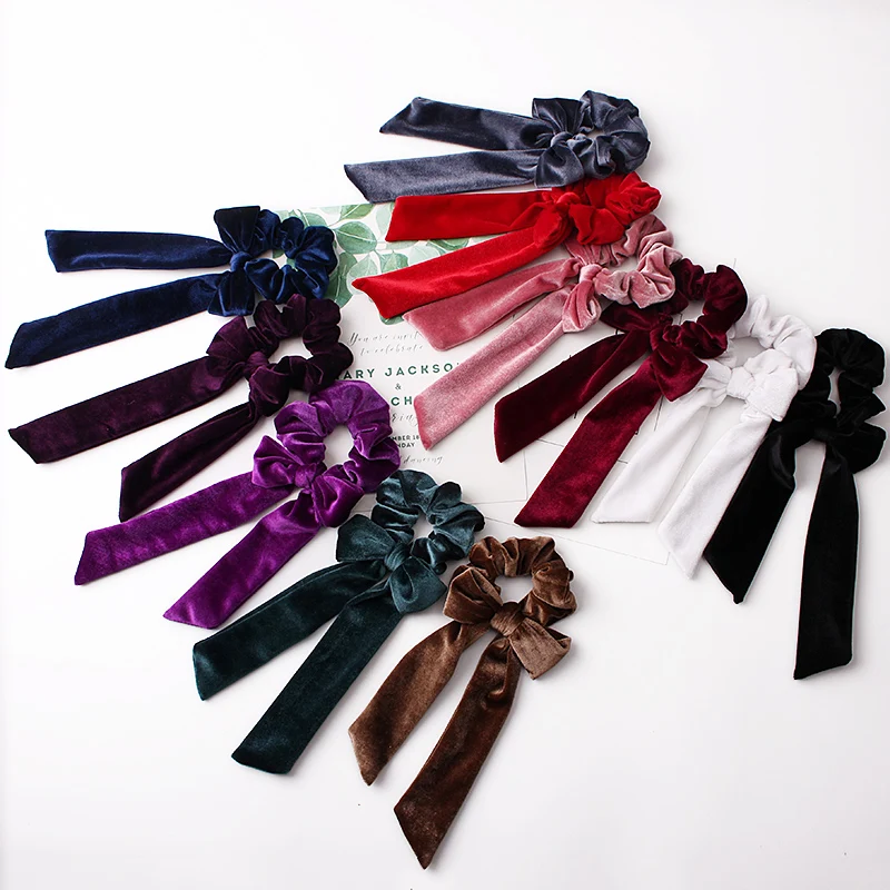 Wholesale Elastic Hair bands Velvet Hair Scrunchies ribbon scrunchy for ponytail holder hair accessories women accessories
