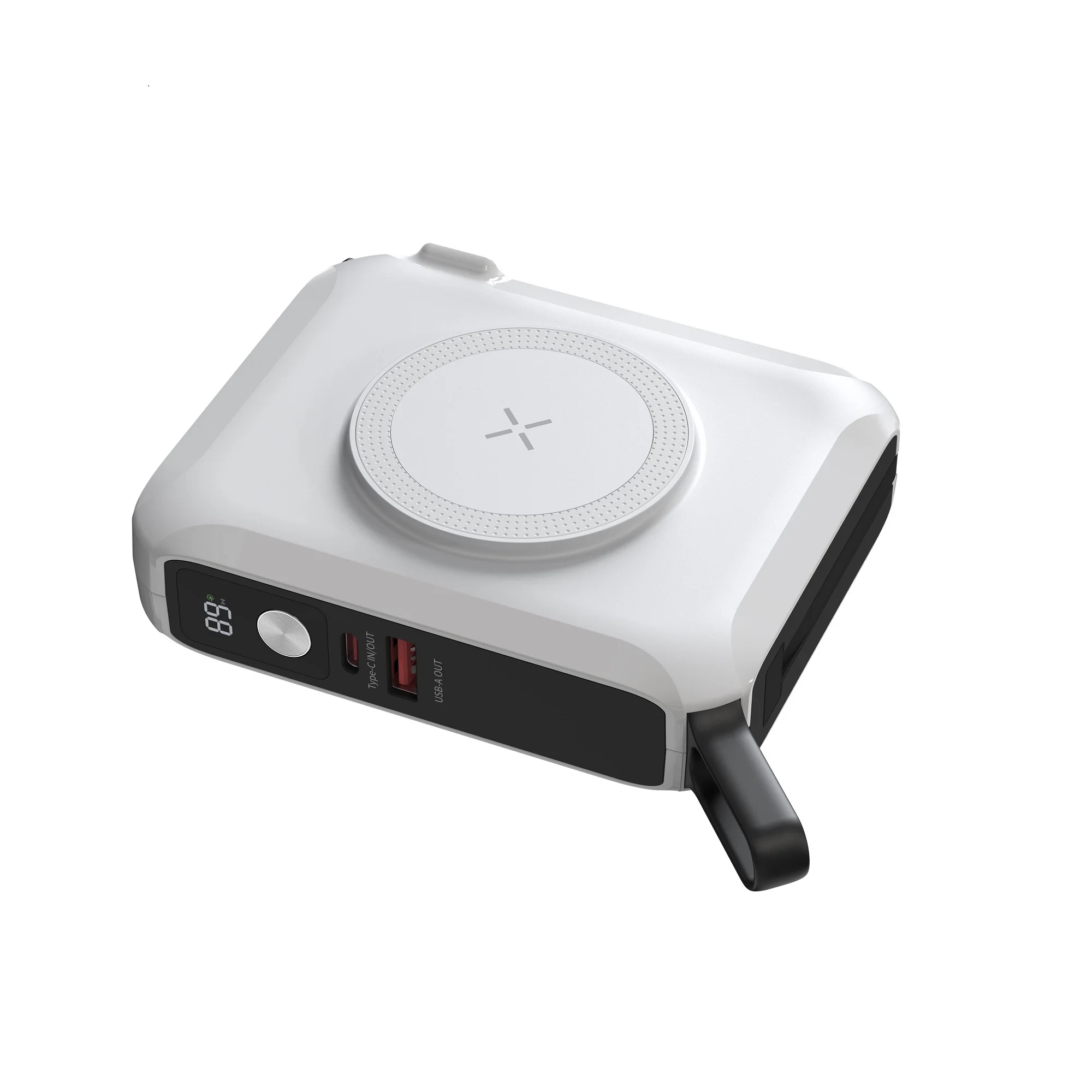 New electronic product ideas 2024 USB-C power bank travel charger wireless PD 20W external battery built-in cable with AC Plug