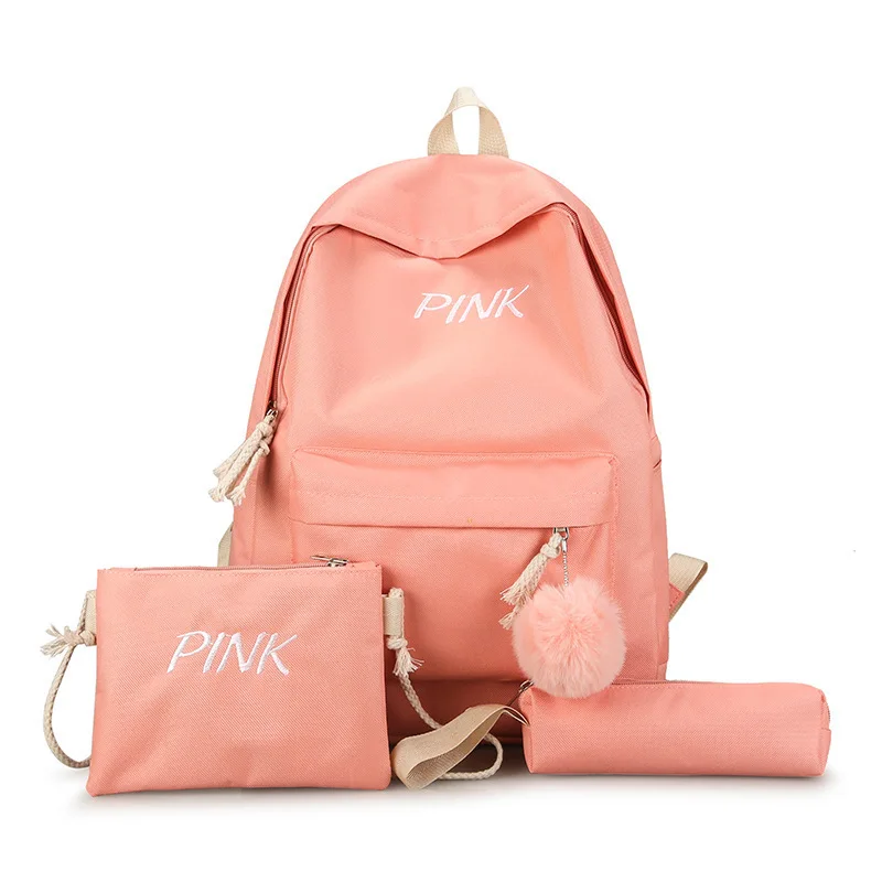 New Value set 3pcs set shoulder bag pencil bag backpack Junior high school students school bag candy color backpack