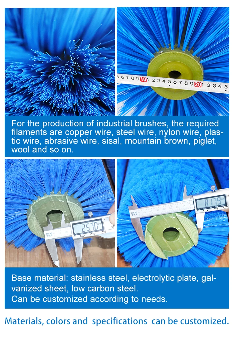 Cylinder Roller Cleaning Brush Surface Abrasive Winding Brush Sweeper