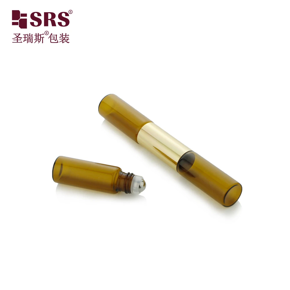 Empty Double-tube Rollerball Perfume Bottle 3+3ml 4+4ml 5+5ml Essential Oil Glass Bottle With Roller Ball