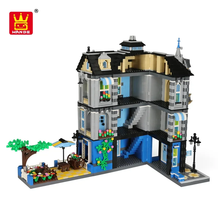Wange Blocks Architecture Shop Hotel MOC Building Bricks Beautiful House Brinquedos Educational Toys for Children Gifts 6310