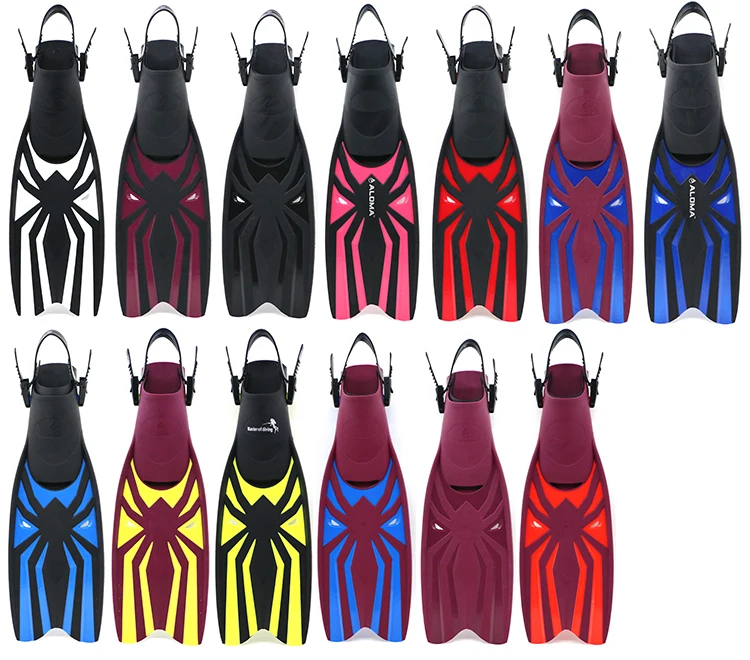 Custom Logo Fliper 62CM Open Heel Adjustable Strap Long PP TPR Rubber Deep Sea Diving Fins
