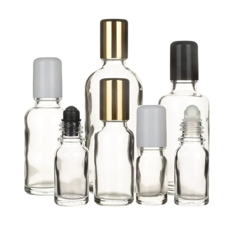 18mm Plastic Cap Perfume Lip Necklace 5ml Amber Bottles 30ml 50ml 15ml Roller Bottle With Metal Roller Ball Crystals For Oils