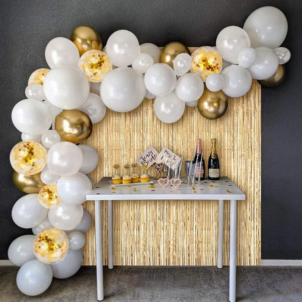 Wholesale White Gold Balloons Arch Kit Gold Tinsel Curtain Balloons Garland Kit For Wedding Birthday Party Decorations