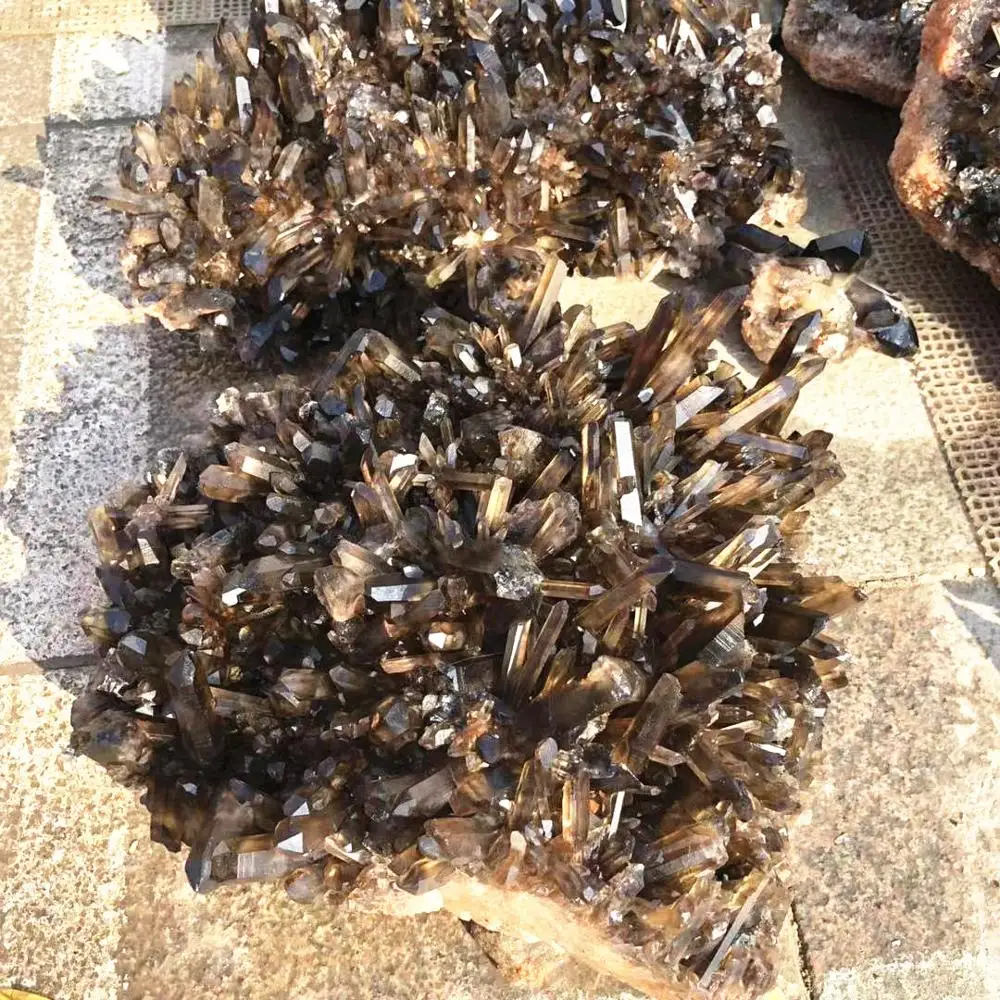 Wholesale natural raw smokey quartz tea crystal cluster for decoration