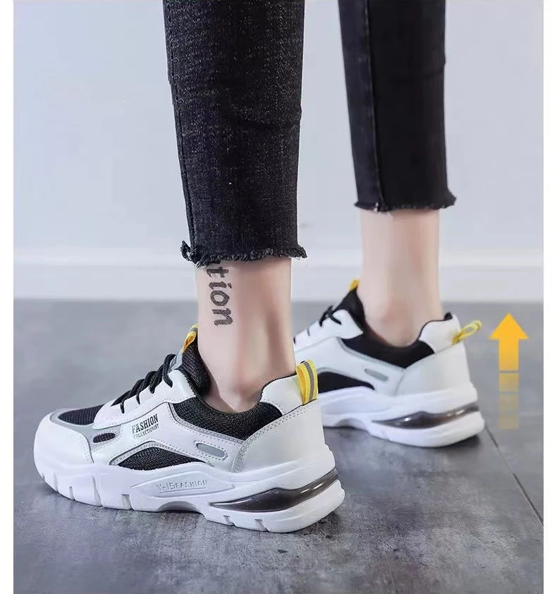 2023 Fashion Female Jogging Ins Chunky Thick Outsole Versatile Sports Sneakers Daddy Shoes Breathable Casual Tide Girl Ladies PU