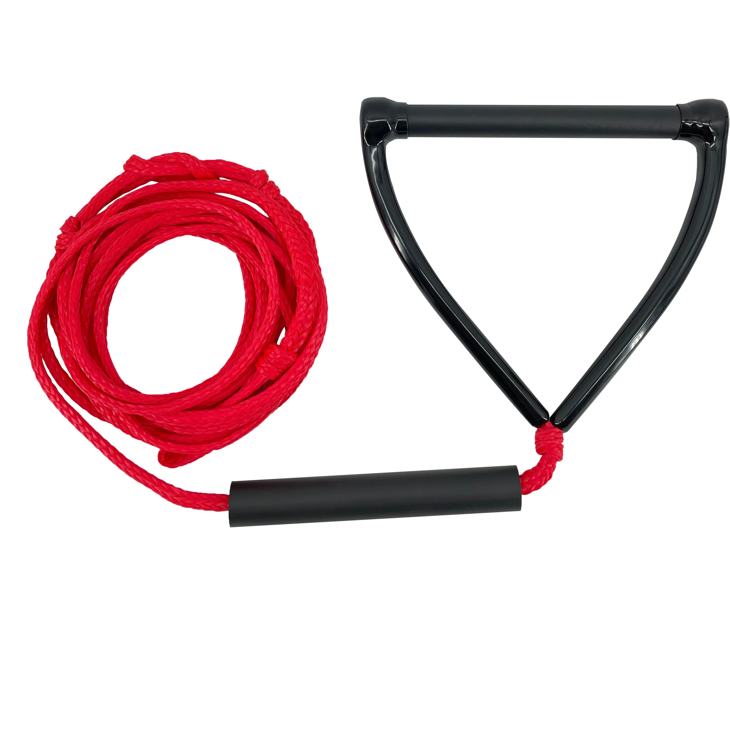 25ft 2200lbs Red Water Ski Rope Hollow Braided 100% New PE Surfing Line Wakeboard Rope with 12in NBR Handle