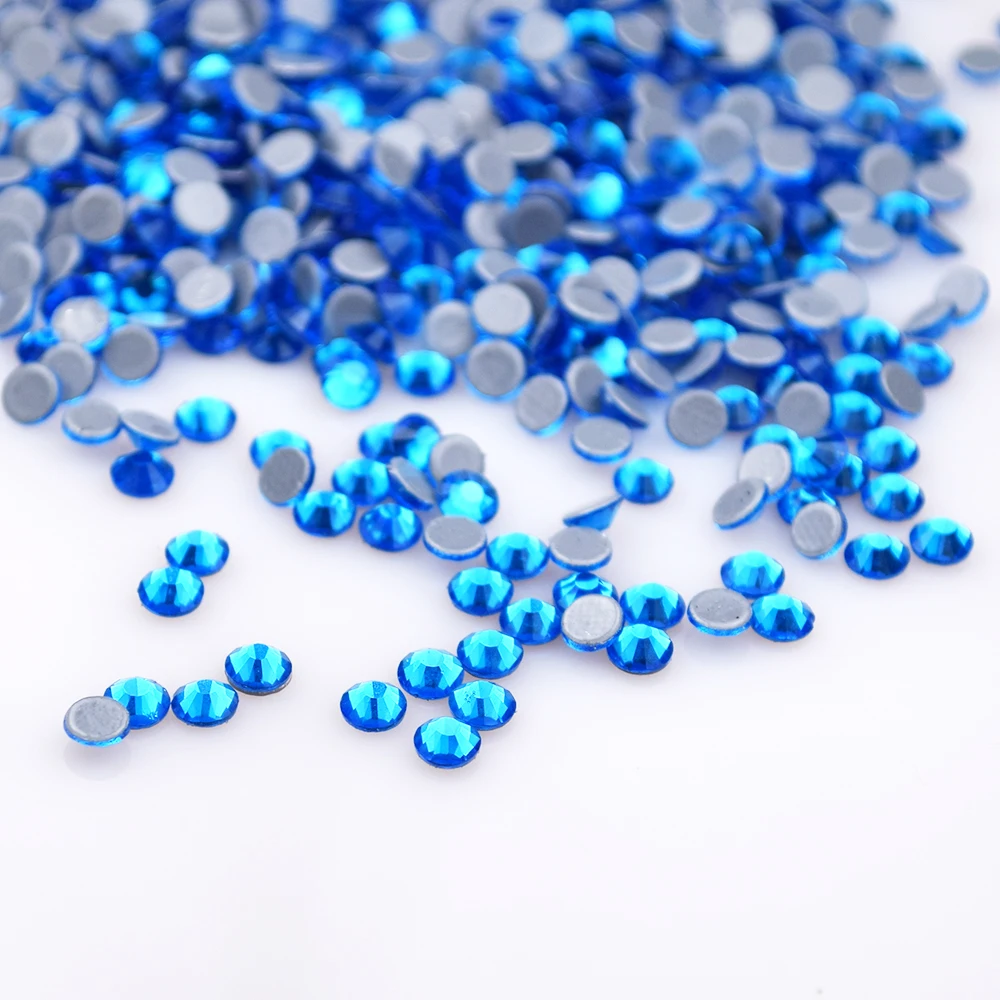 Wholesale Cheap factory Loose Indicolite blue glass ss20 rhinestone flat back