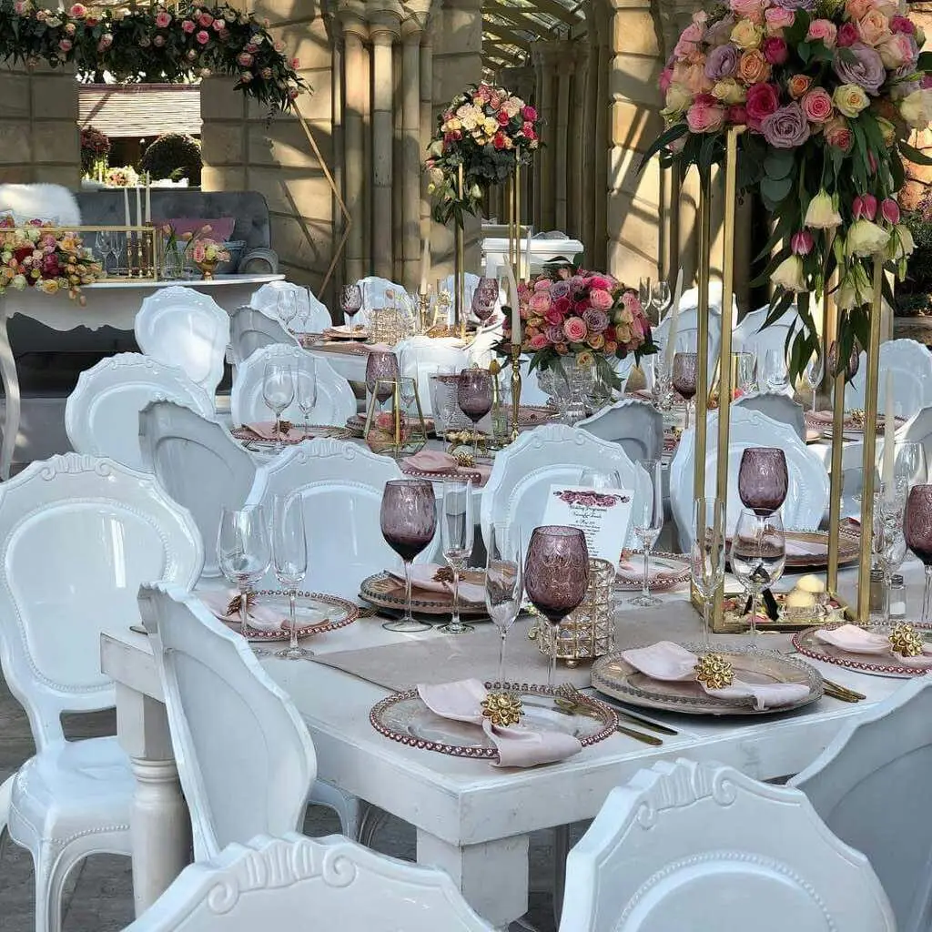 Stackable resin white princess chair for events