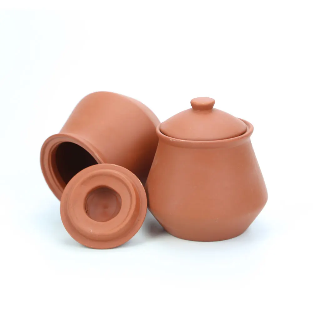 Natrual  terracotta clay yogurt pot with lid