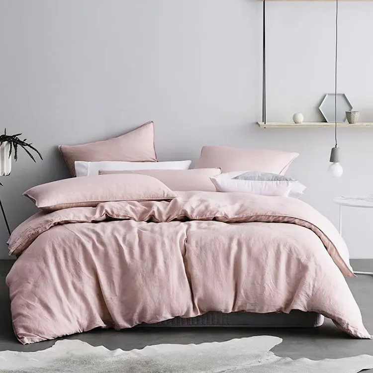 Hot Sale Textile Cheap Price Soft Comfortable Luxury Comforter Bed For Home Hotel White 100% Flax Single Bedding Linen Sheet Set