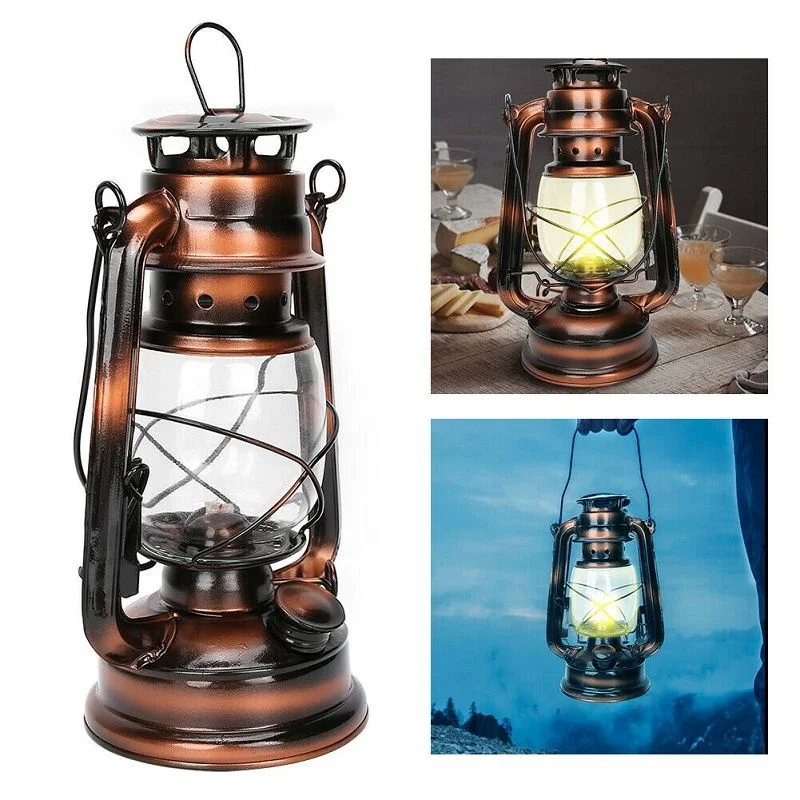 Vintage Kerosene Lantern Camping Lamp Oil Light for Outdoor Coating bronze
