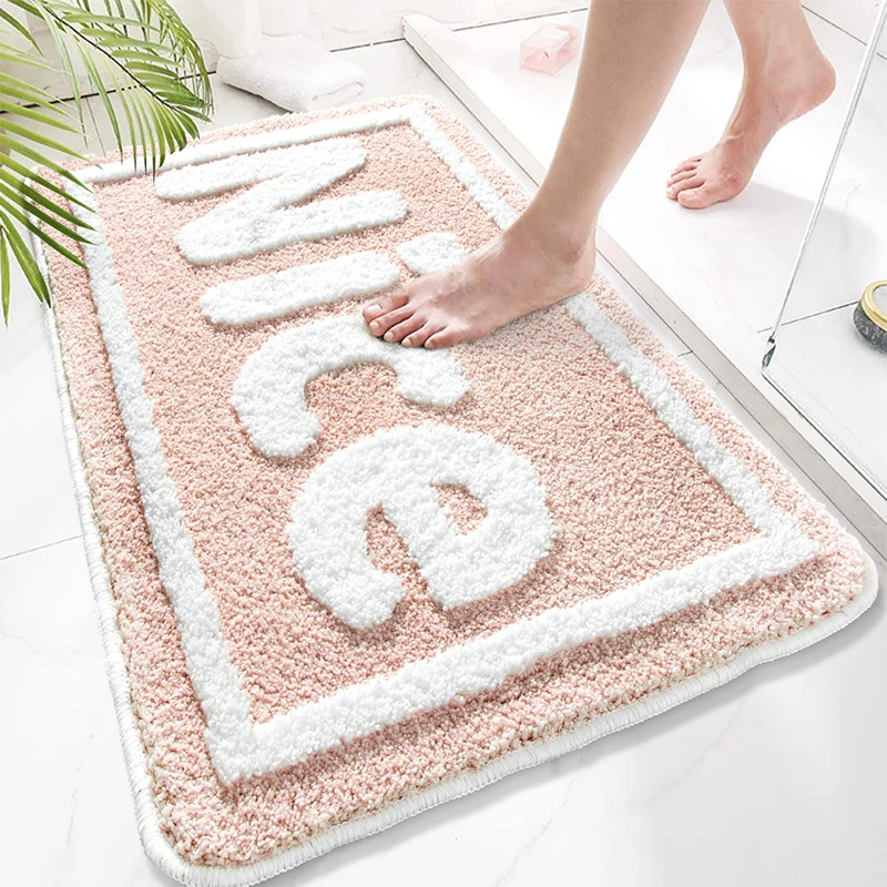 High quality comfort Shaggy Microfiber Bathroom absorbent Mat Non Slip Printed Door Mats washable bath Floor Rug