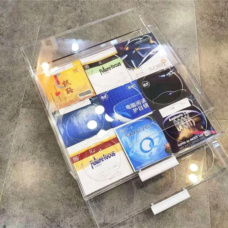 Two layer 18 grids three layers 27 grids for glasses shop optician center drawer type transparent acrylic lens display box stora
