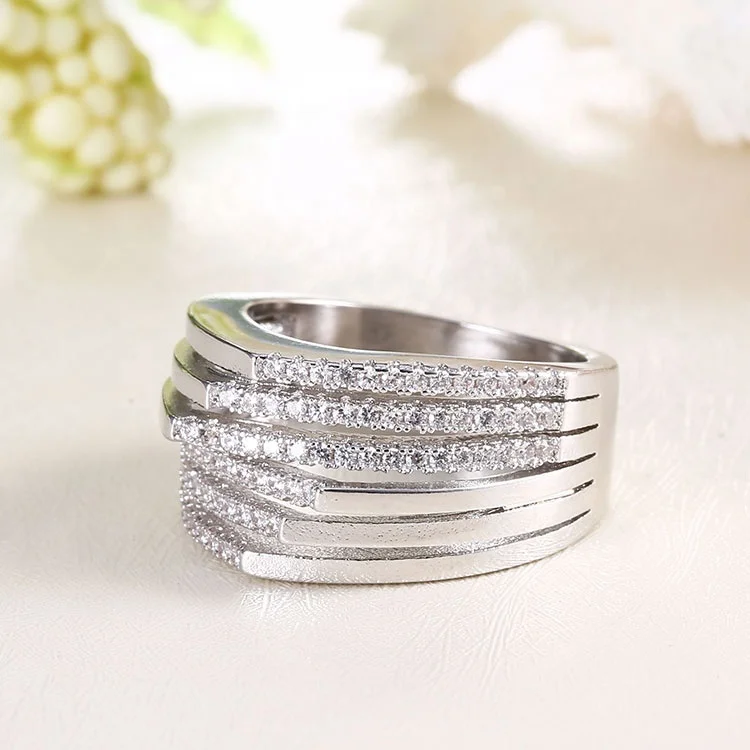 Latest Chinese Product Wedding Engagement Diamond 14K 585 White Gold Ring