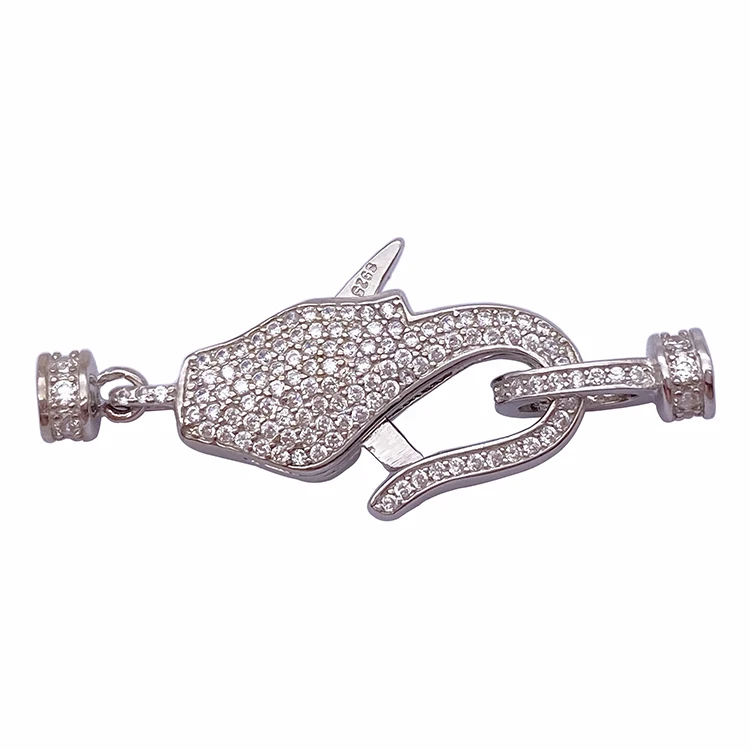Lobster clasp with end cap inlaid zircon small hanging buckle environmental protection Platinum jewelry buckle accessories clasp