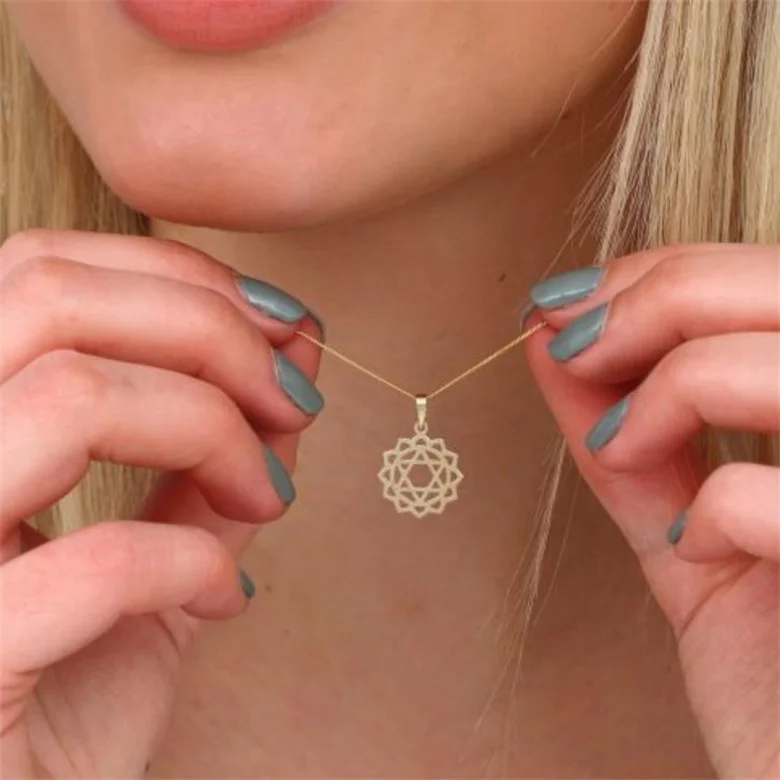 Dainty chakra pendant choker necklace 18k gold plated Hollow Energy jewelry Tarnish free waterproof stainless steel necklace