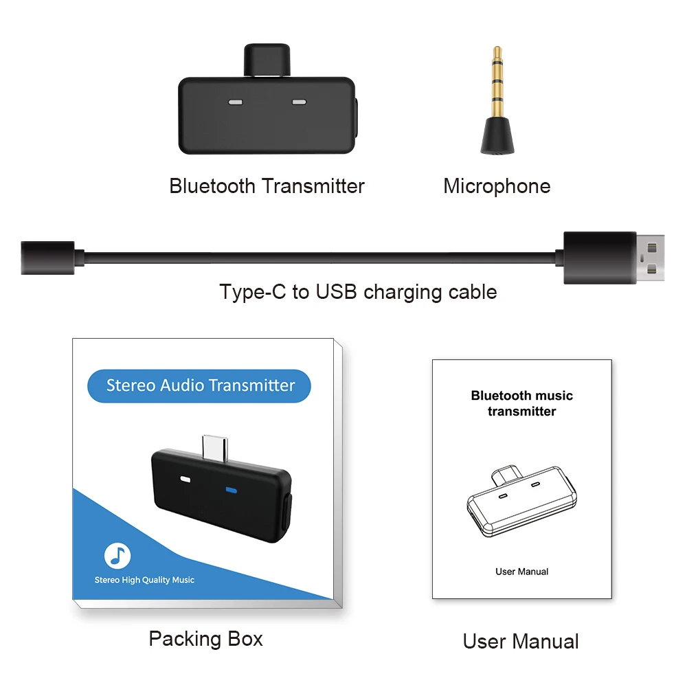 
Bluetooth 5.0 Adapter for Home Vehicle Audio System Portable Transmitter 3.5mm Stereo Car Kits 