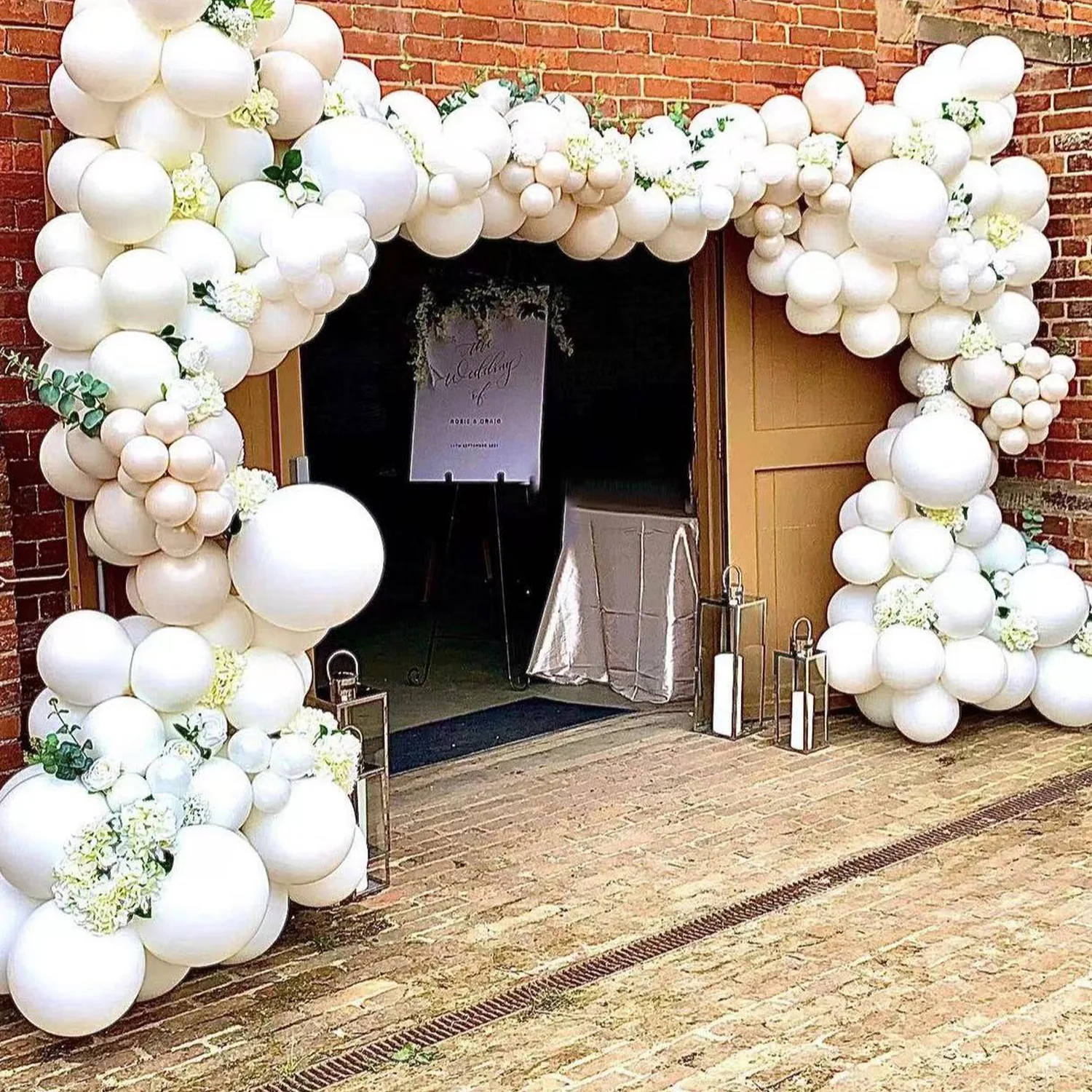 117pcs Matte Nude Color Pearlized White Balloon Set Pink Wedding Balloons Arch Garland