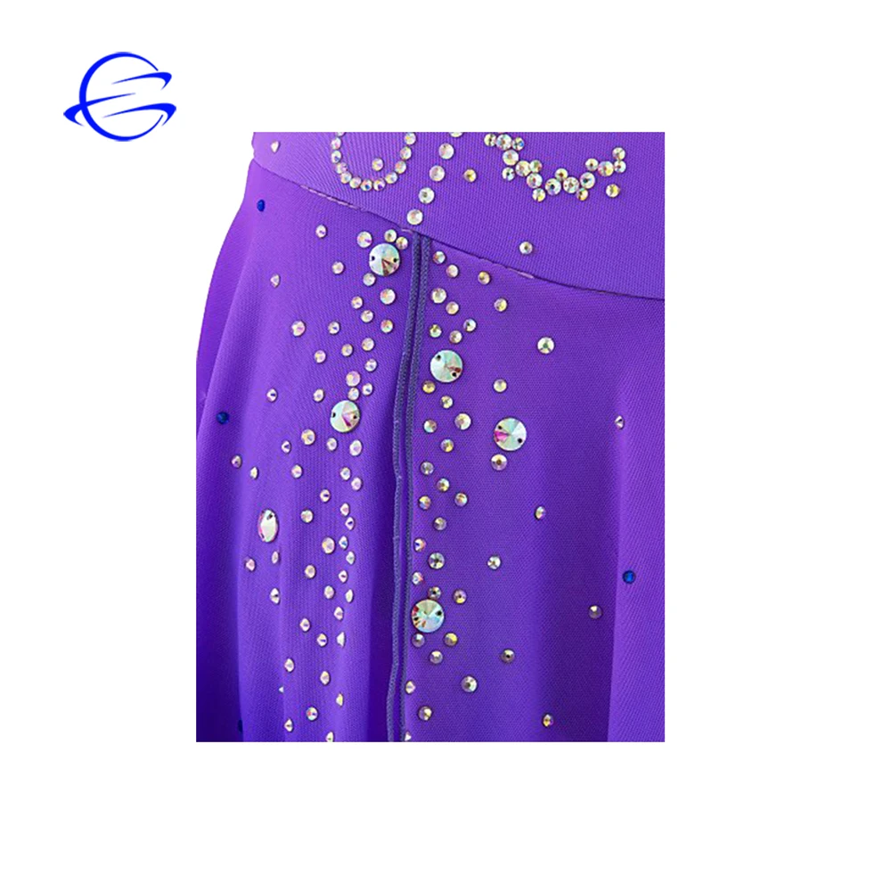 New Fashion Dance Wear Patchwork Ice Skating Dresses Gradient Color Belly Dance Costumes