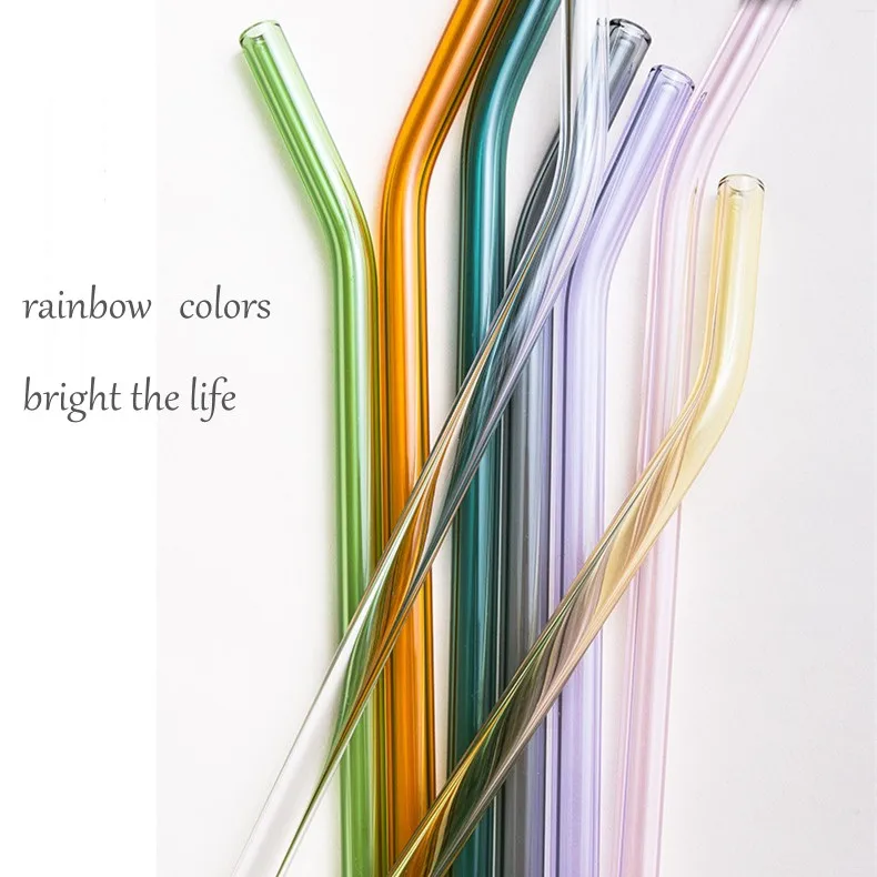 Reusable High Borosilicate Glass Drinking Straw Glass Straws 8mm Glass Drinking Straw Set With Custom Logo