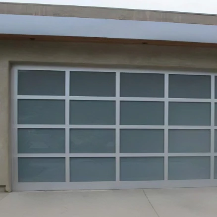 Garage door with glass aluminum frame high heat insulation black glass folding garage door