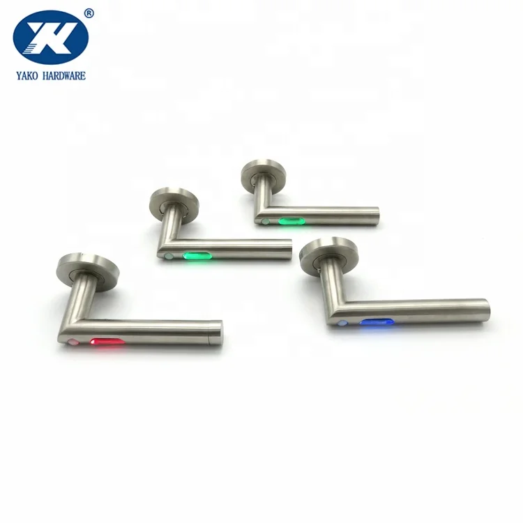 Stainless Steel Right Angle Hollow Door Tubular Lever Handle With Light