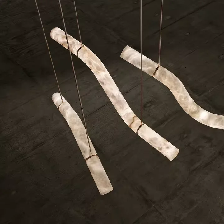 Strip Alabaster Living Room Minimalist Lamp Dining Room Plaster Chandelier Decorative Led Pendant Lights