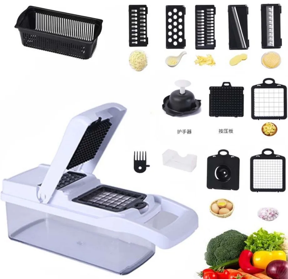 Vegetable Chopper Spiralizer Vegetable Slicer Onion Chopper with Container Pro Food Slicer Dicer Cutter
