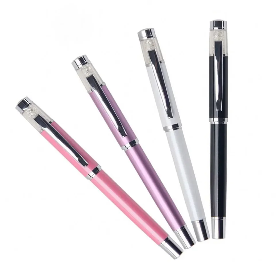 Hot selling metal elegent crystal gel refills ball pen business and wedding gift metal roller pen