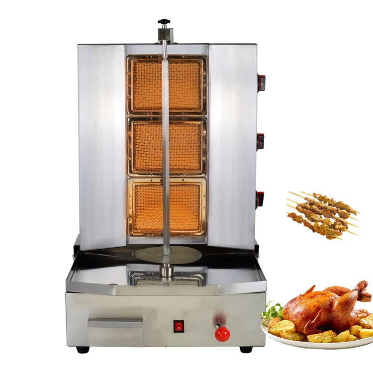 3 Burners Large Gas Shawarma Machine Benchtop Kebab Maker Machine Commercial Gas Doner Kebab Machine