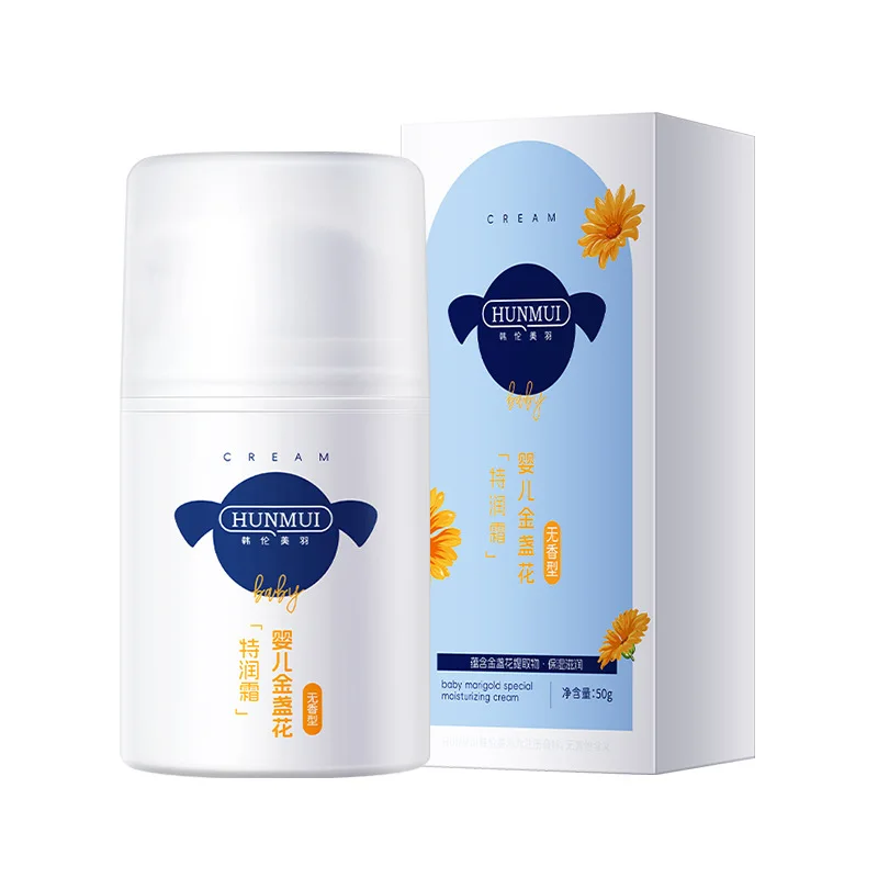 Hunmai Baby Calendula Extra Moisturizing Cream Soothing Lightweight Non Sticky Skin Care for Kids Refreshing & Non Greasy