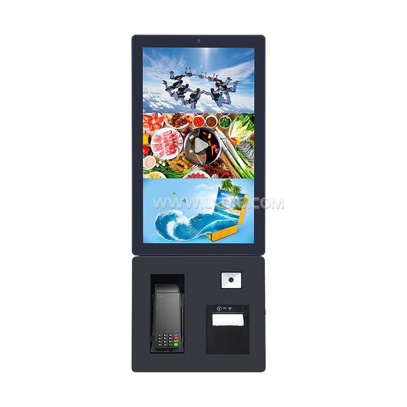 24 inch wall mount payment kiosks NFC QR code self service kiosk card reader self service kiosk with printer for QSR