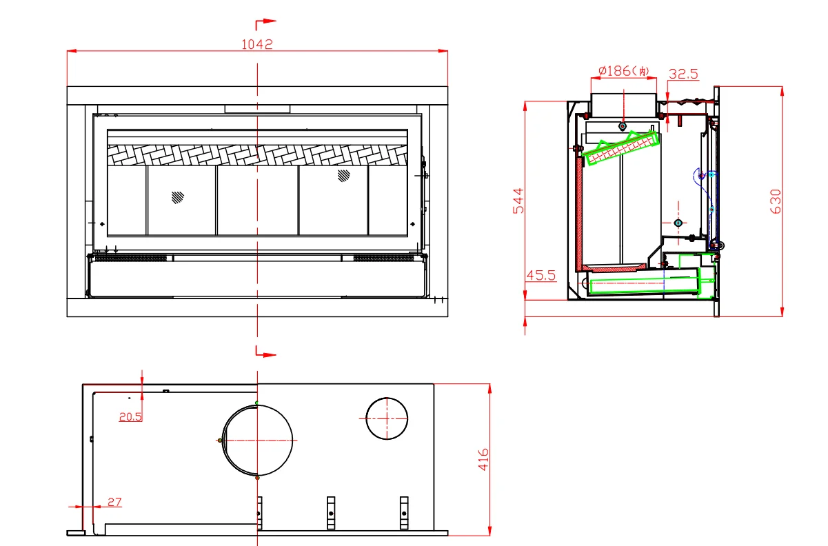 Indoor Wall Inserted Big Cast Iron Wood-burning Stoves Wood Burning Fire Heaters Fireplace in Room